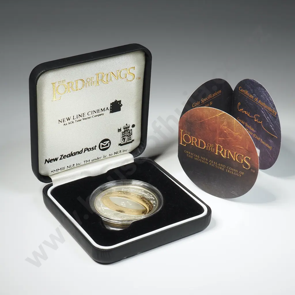 2003 Lord of The Rings Gilded Silver Proof One Dollar Coin Image 1++