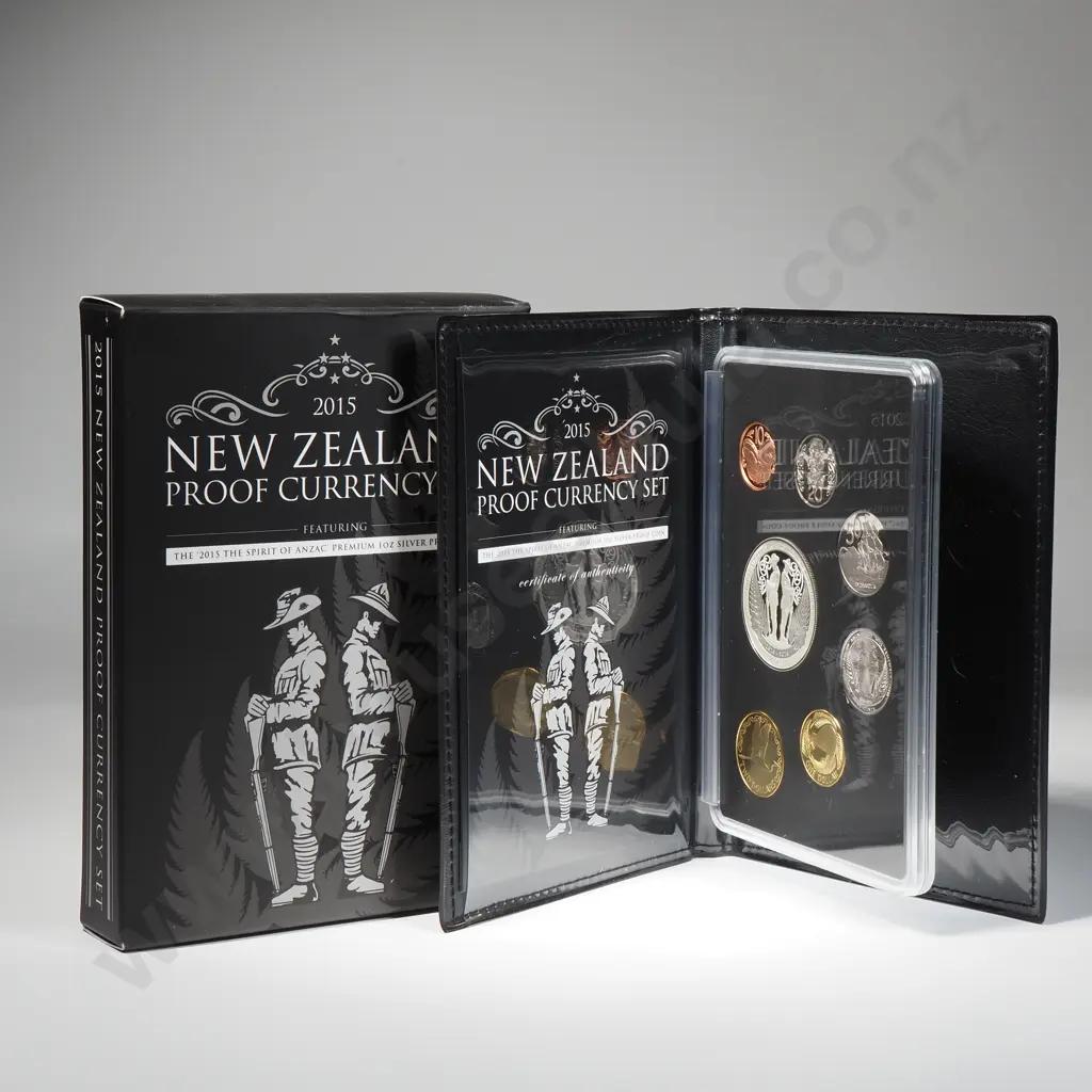 2015 New Zealand Proof Coin Set w Silver Fifty Cent Coin Image 1++