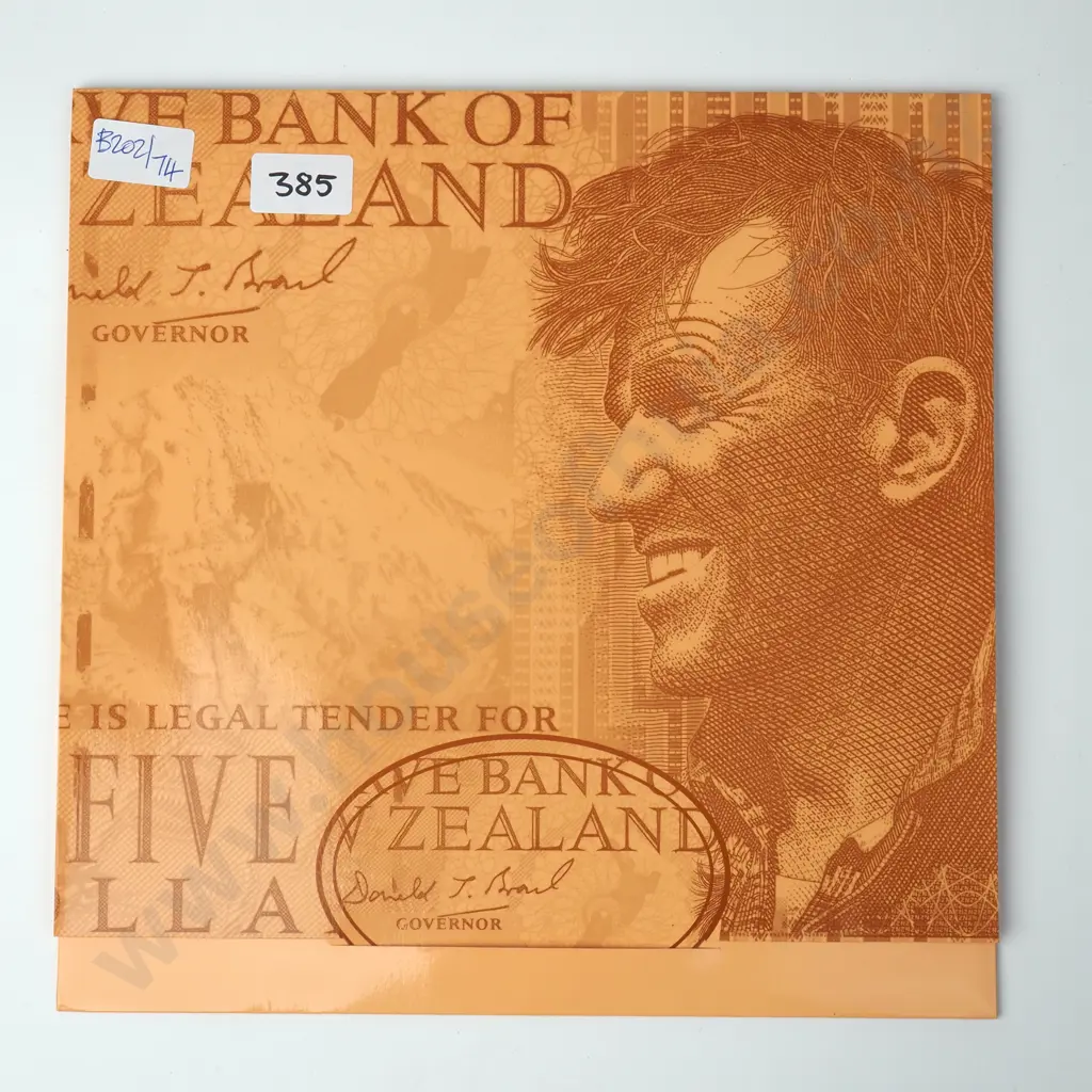 New Zealand Uncut Sheet of Eight Brash Type III Five Dollar Banknotes in Folder - CV $220 Image 1++