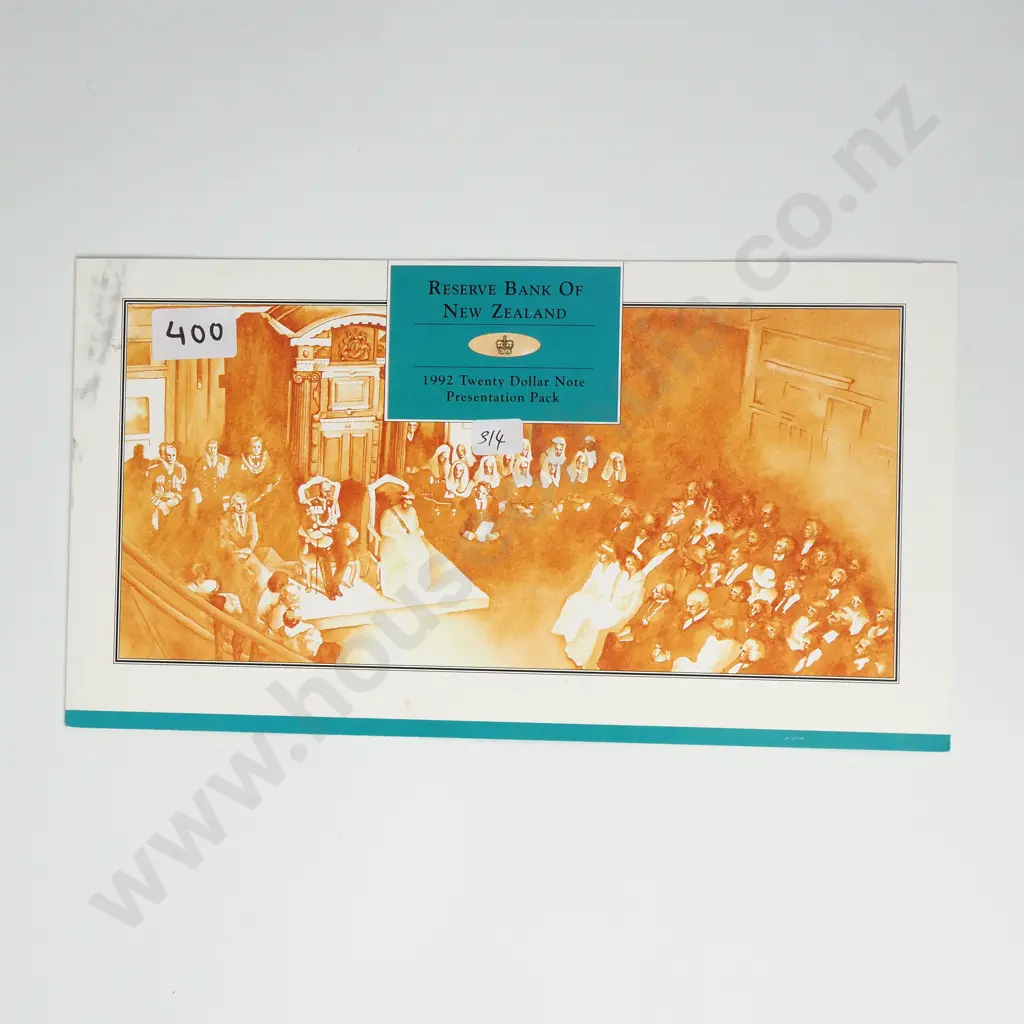 1992 New Zealand Presentation Pack of Uncut Sheet of Four Twenty Dollar Brash Banknotes  Image 1++