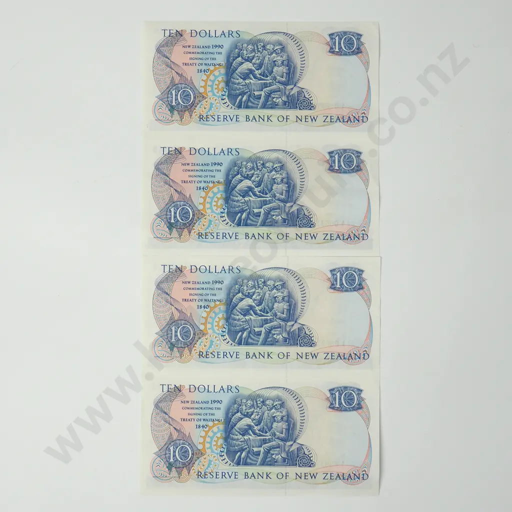 Two Uncut Pairs of 1990 New Zealand Brash Ten Dollar Notes  Image 1++