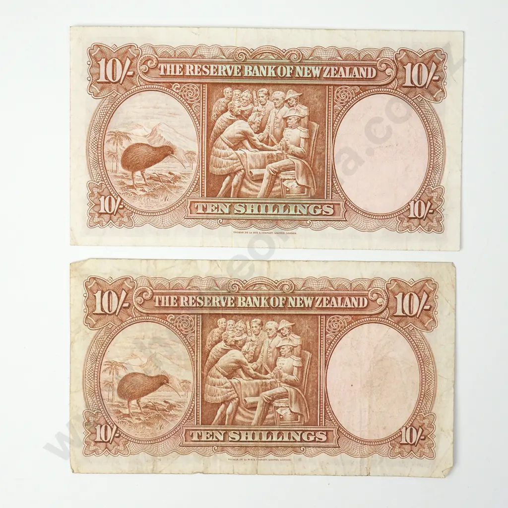 Two New Zealand Ten Shilling Fleming Banknotes  Image 1++