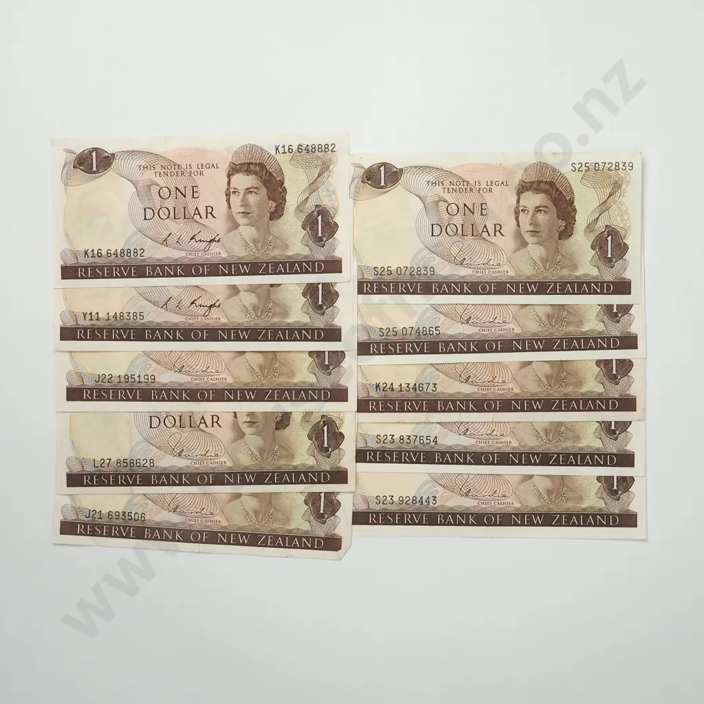 Ten One Dollar Series 3 Banknotes - Various Signatures - Better Condition Image 1++