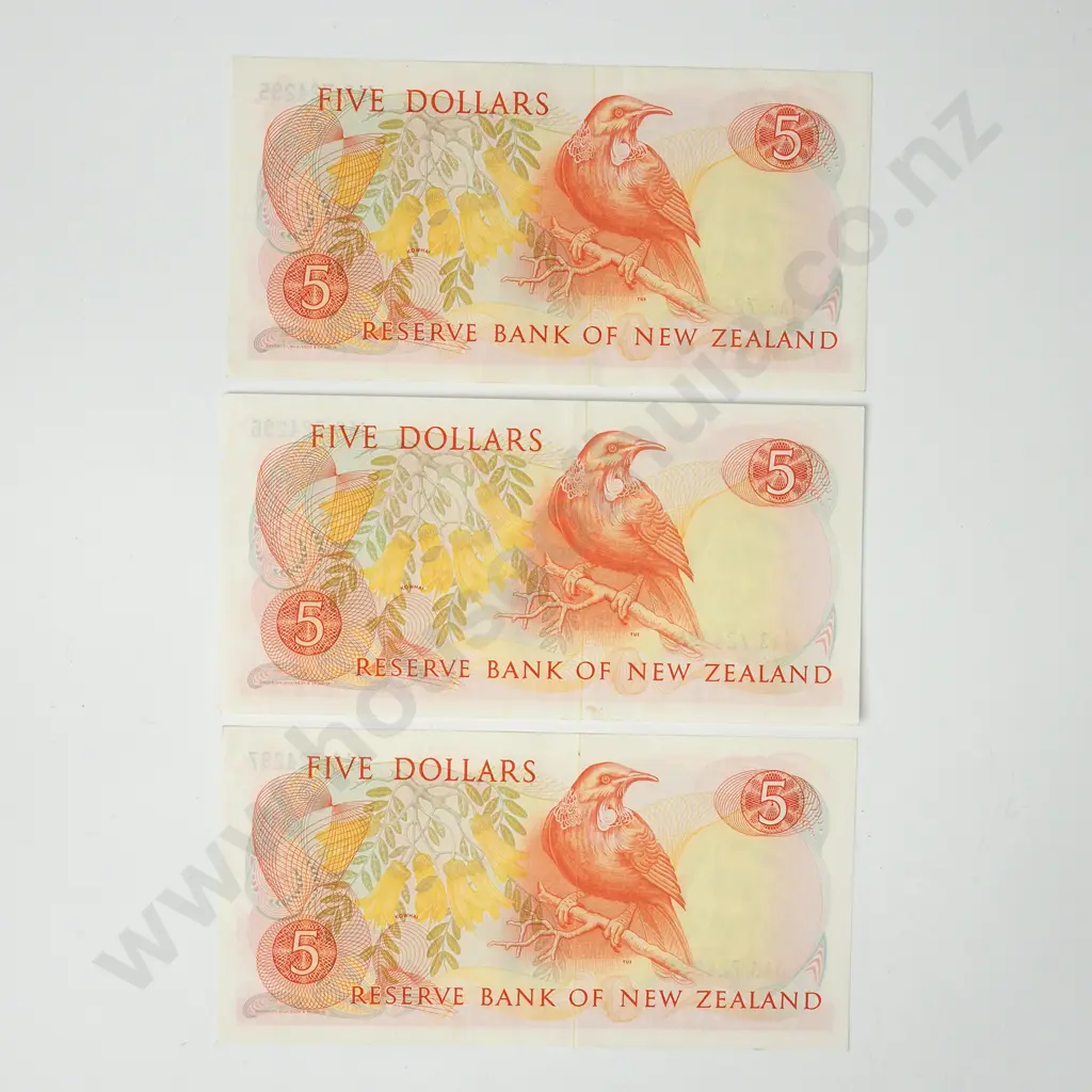 Two New Zealand Hardie Five Dollar Banknotes Image 1++