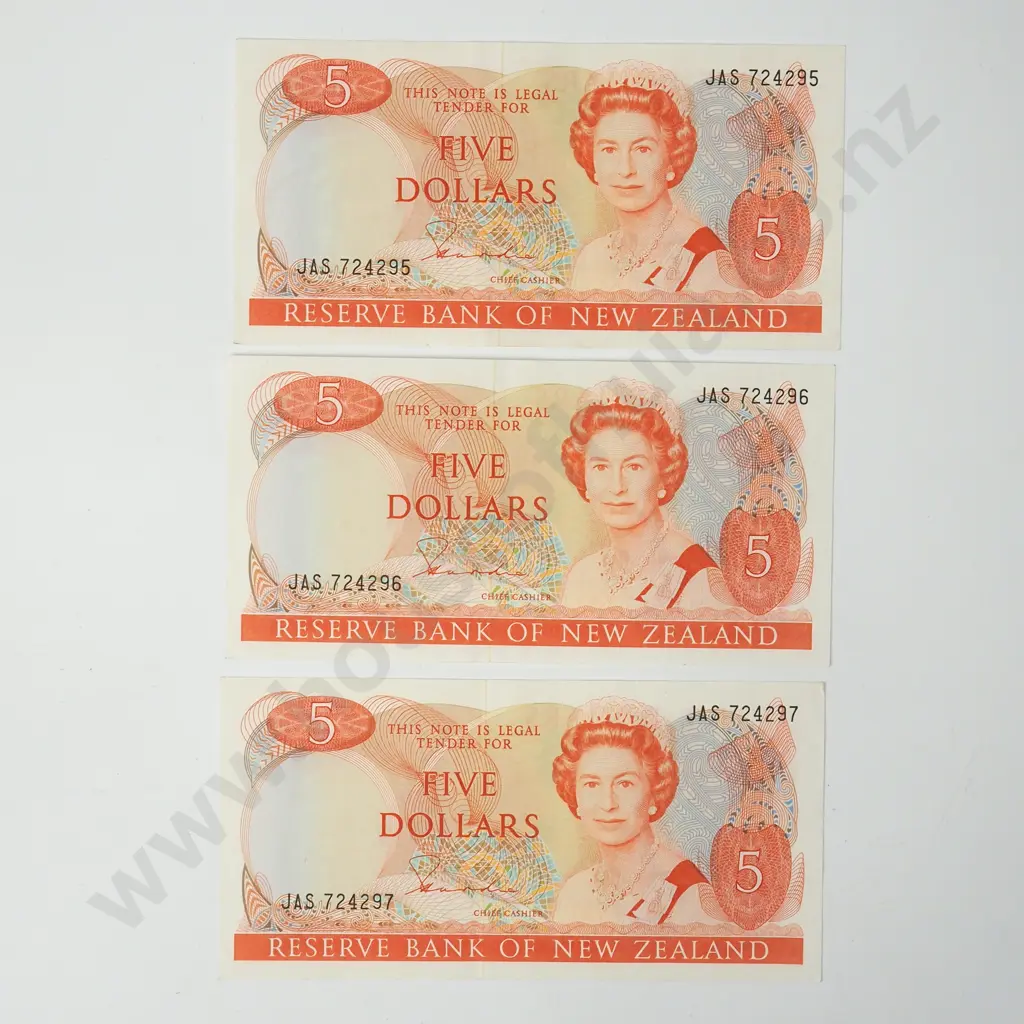 Two New Zealand Hardie Five Dollar Banknotes Image 1++