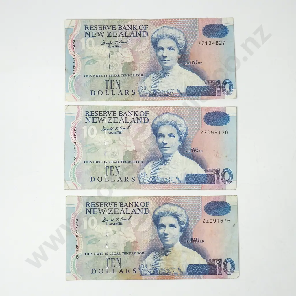 Three Brash ZZ Replacement Ten Dollar Banknotes Image 1++