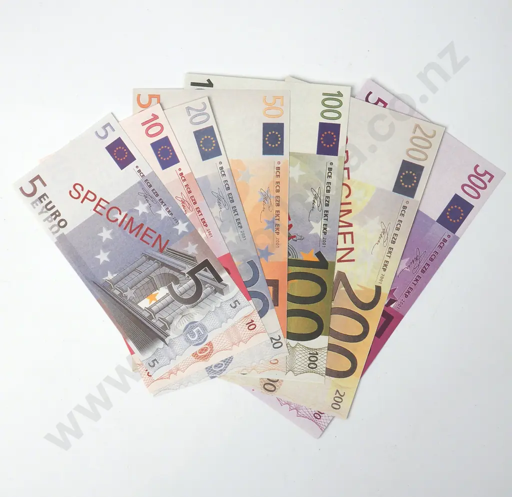 Banknote Album Sleeve w Paper Euro Specimen Notes Image 1++
