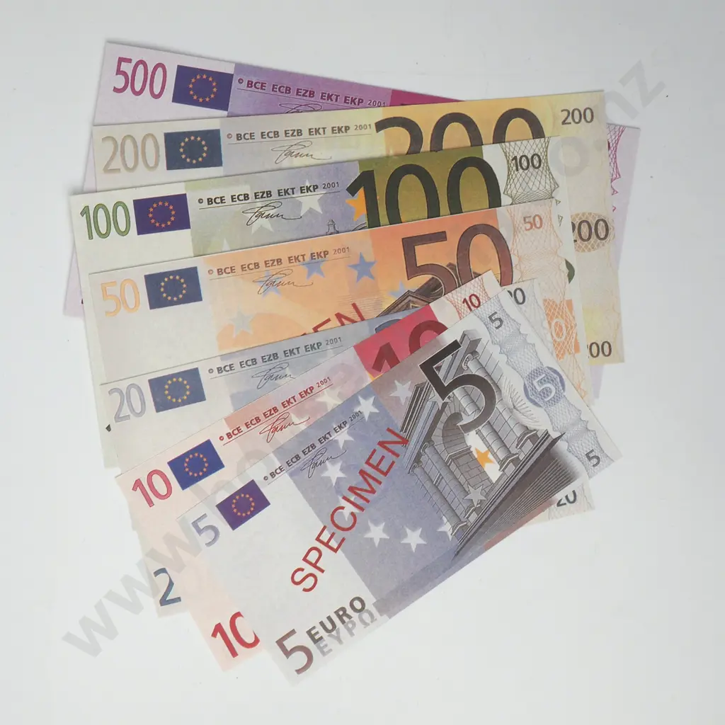 Banknote Album Sleeve w Paper Euro Specimen Notes Image 1++