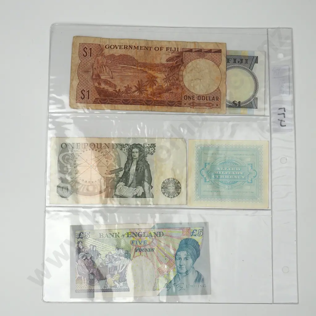 Banknote Album Sleeve w Assorted Banknotes Image 1++