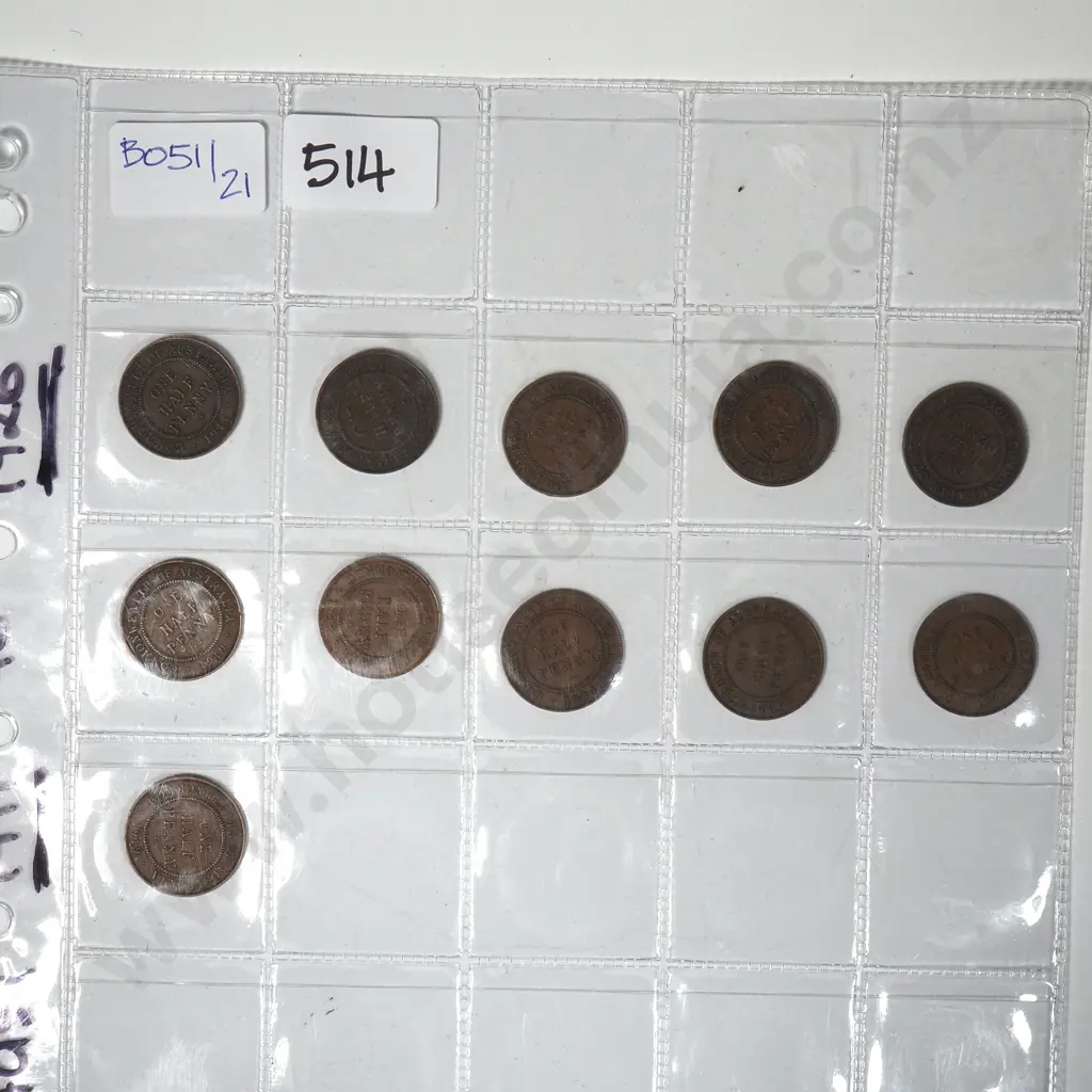 Sheet of Australian Half Penny Coins Image 1++