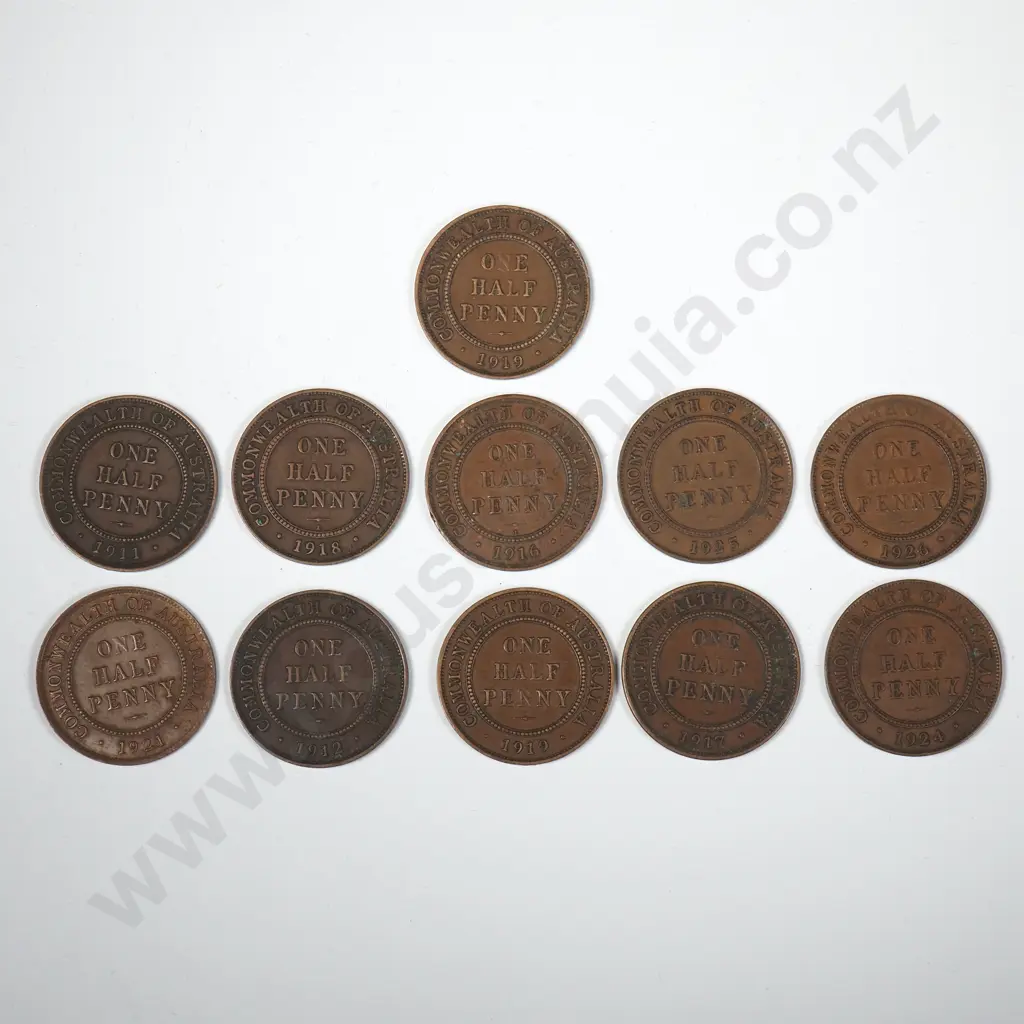 Sheet of Australian Half Penny Coins - Better Grades Image 1++