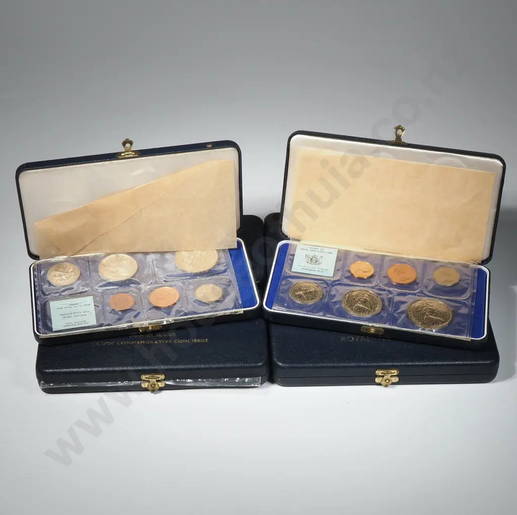 Six New Zealand Proof Coin Sets in Plush Cases Image 1++