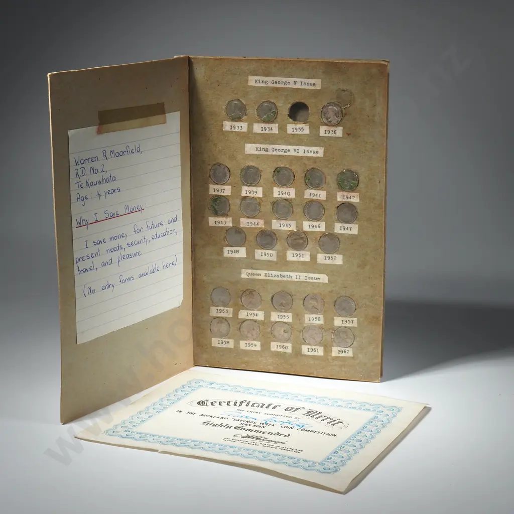 Assorted New Zealand Threepences in Home Made Album - No 1935 Image 1++