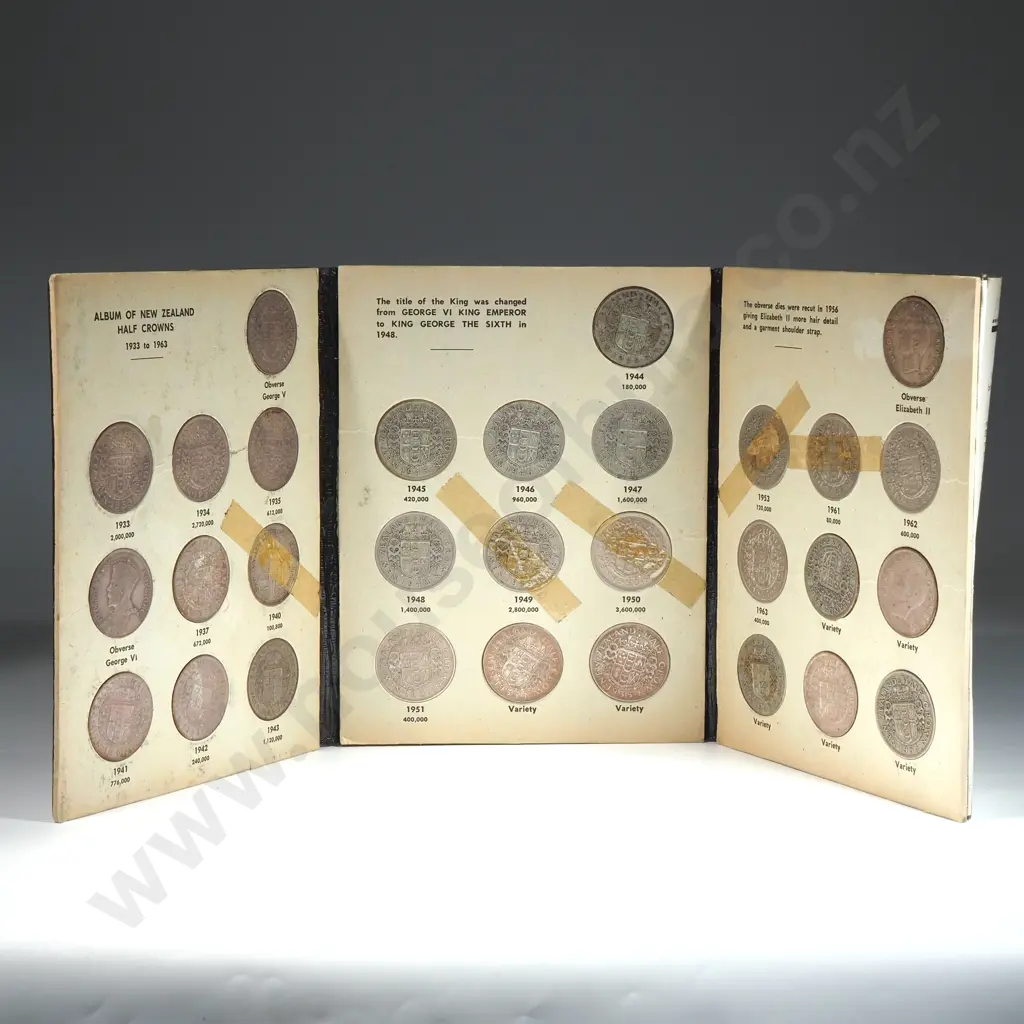 New Zealand Bertrand Half Crown Coin Album - Complete  Image 1++