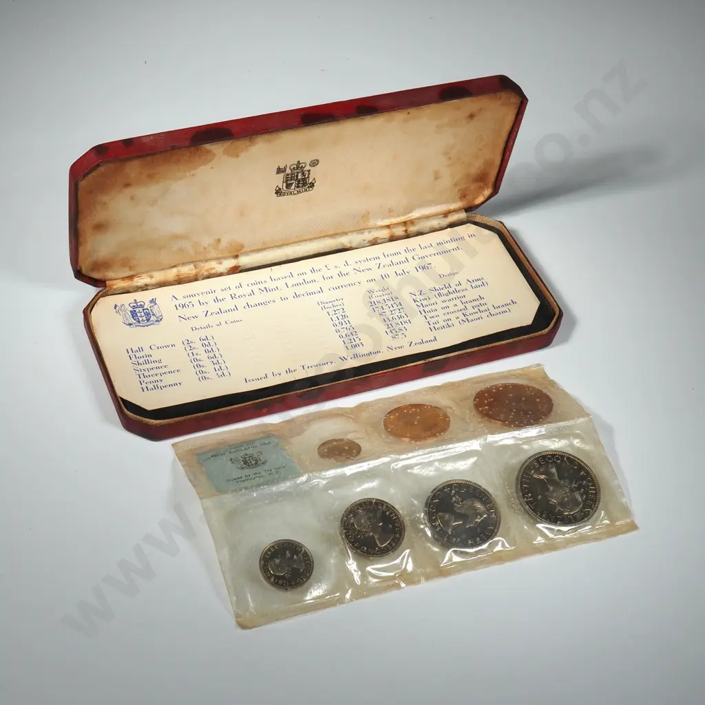 Scarce 1953 New Zealand Proof Coin Set in Limited Red Presentation Case Image 1++