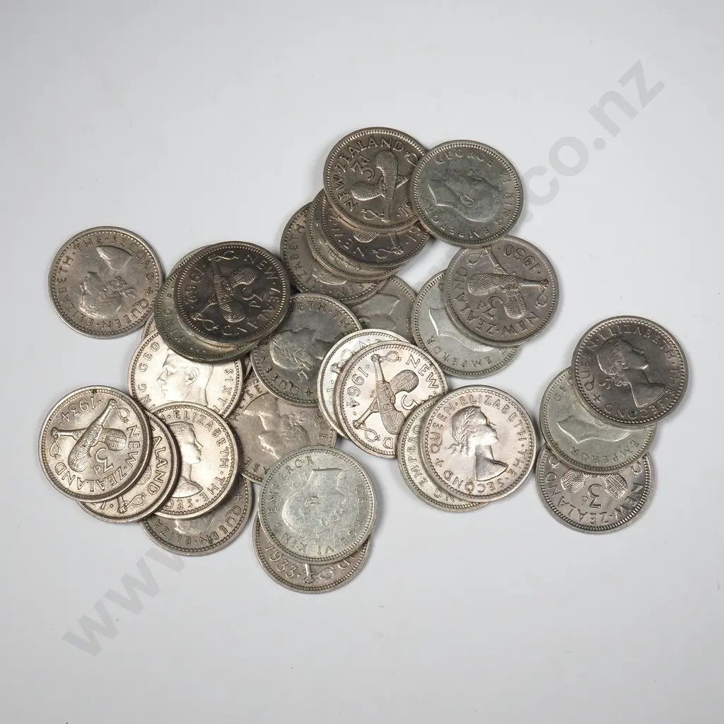 Complete Set of New Zealand Threepence's except 1935 Image 1++