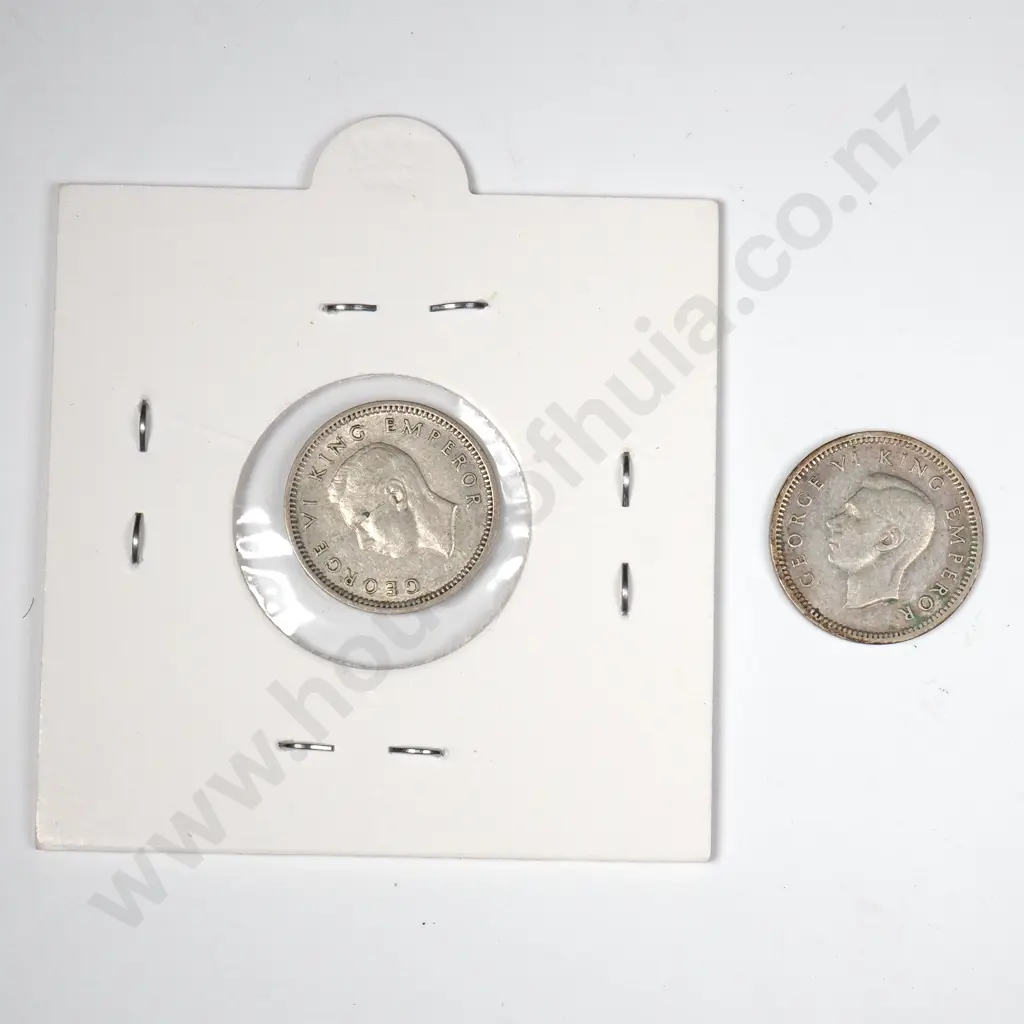 Two 1942 New Zealand Threepence - One Dot Variety Image 1++