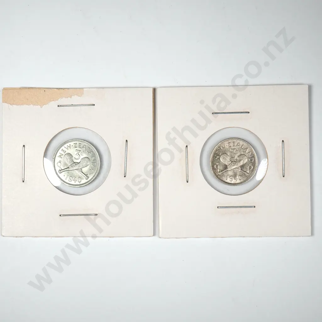 Two 1940 New Zealand Threepence's - Better Grades Image 1++
