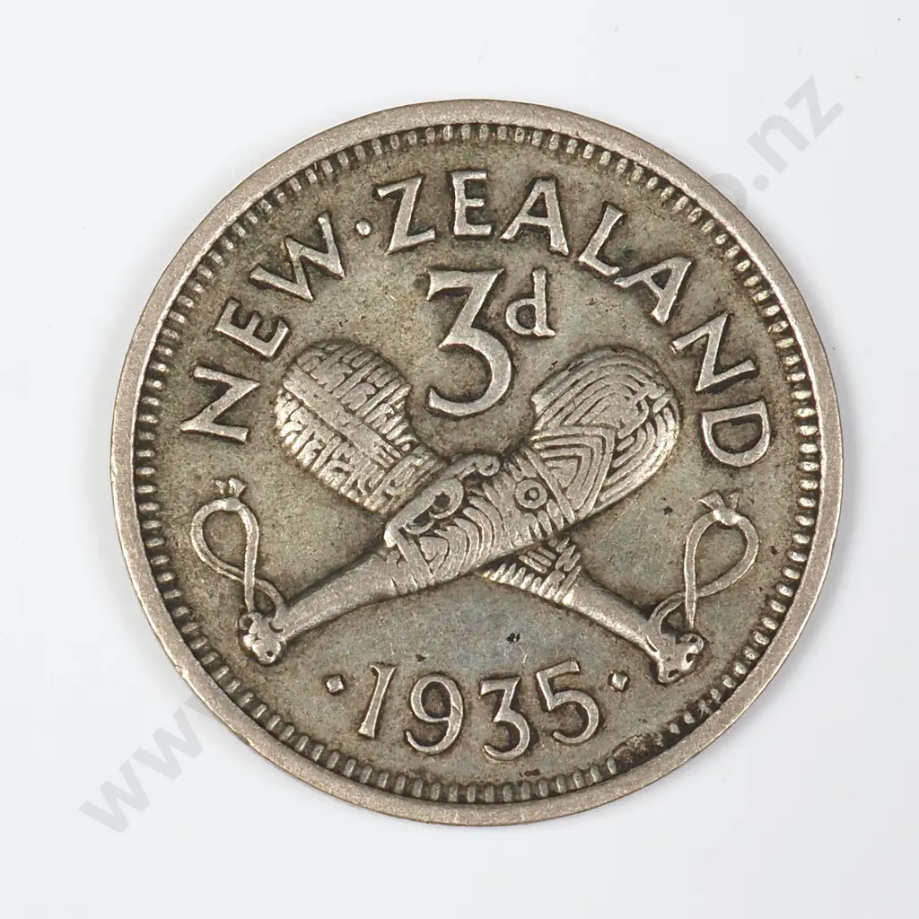 1935 New Zealand Threepence  Image 1++