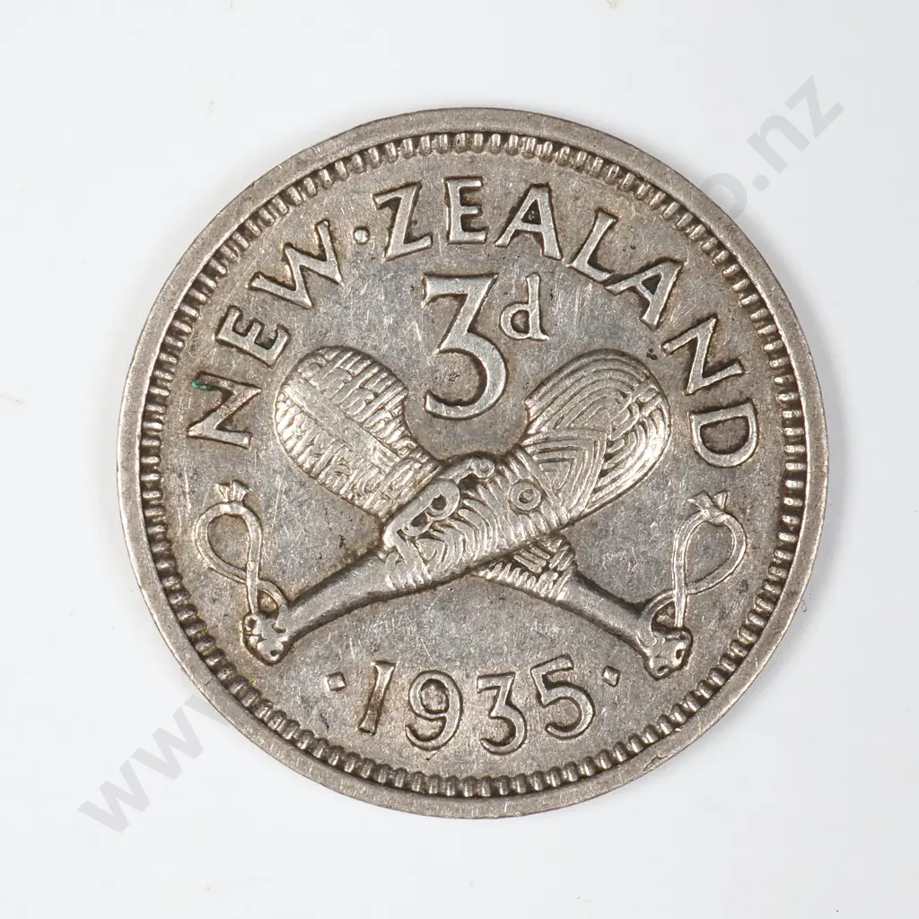 1935 New Zealand Threepence  Image 1++