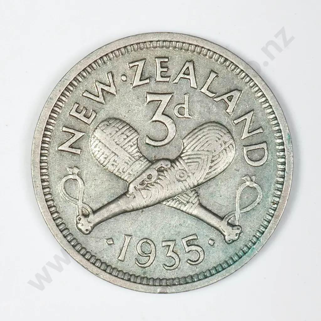 1935 New Zealand Threepence  Image 1++