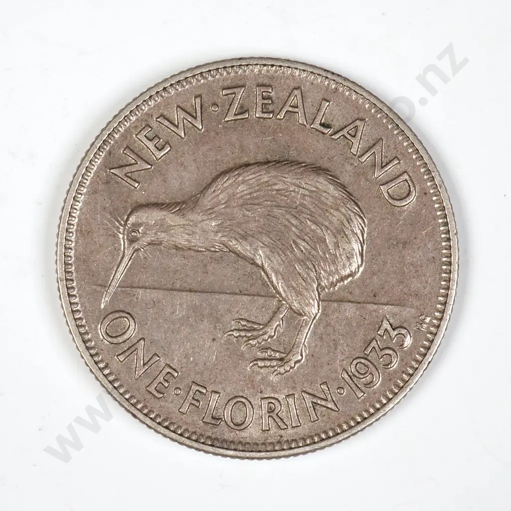 1933 New Zealand Florin - Better Grade Image 1++