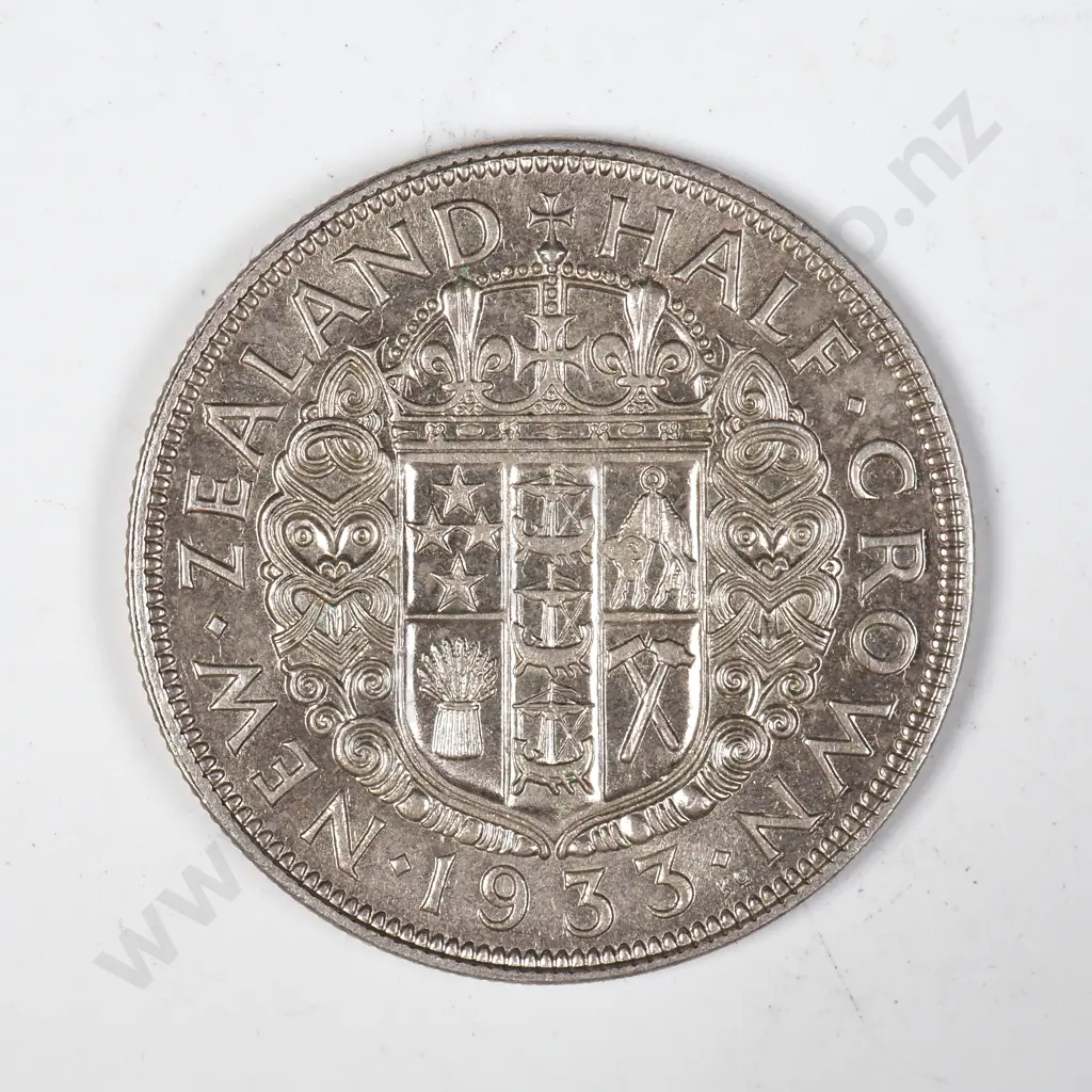 1933 New Zealand Half Crown - Better Grade Image 1++
