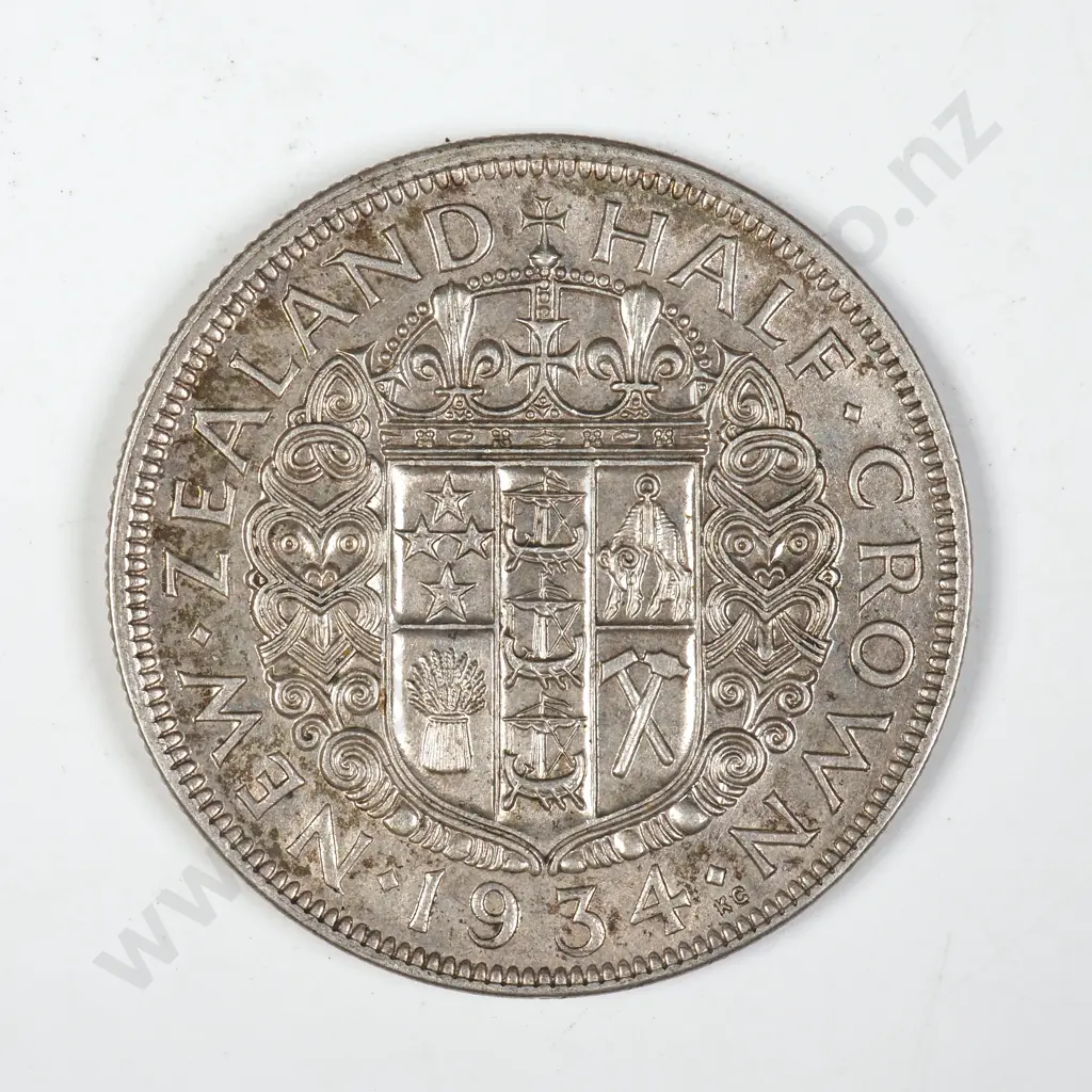 1934 New Zealand Half Crown - Better Grade Image 1++