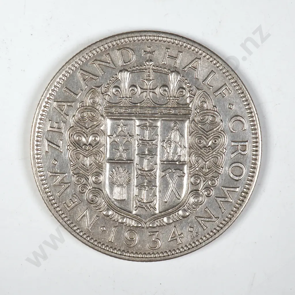 1934 New Zealand Half Crown - Better Grade Image 1++