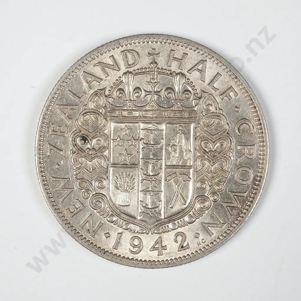 1942 New Zealand Half Crown - Better Grade Image 1++