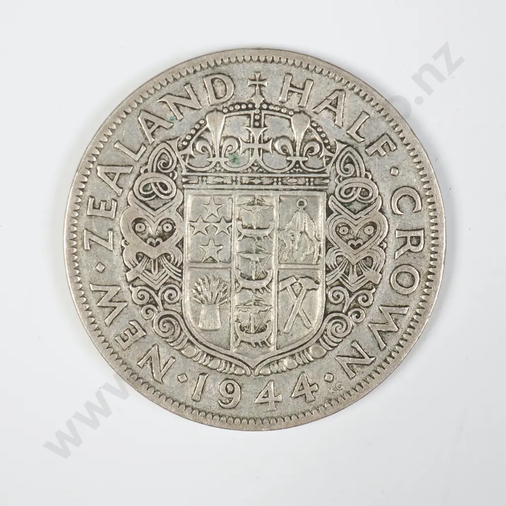 1944 New Zealand Half Crown - Better Grade Image 1++