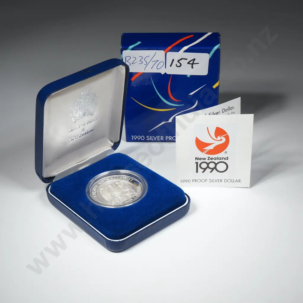 1990 New Zealand Silver Proof Dollar Coin Image 1++