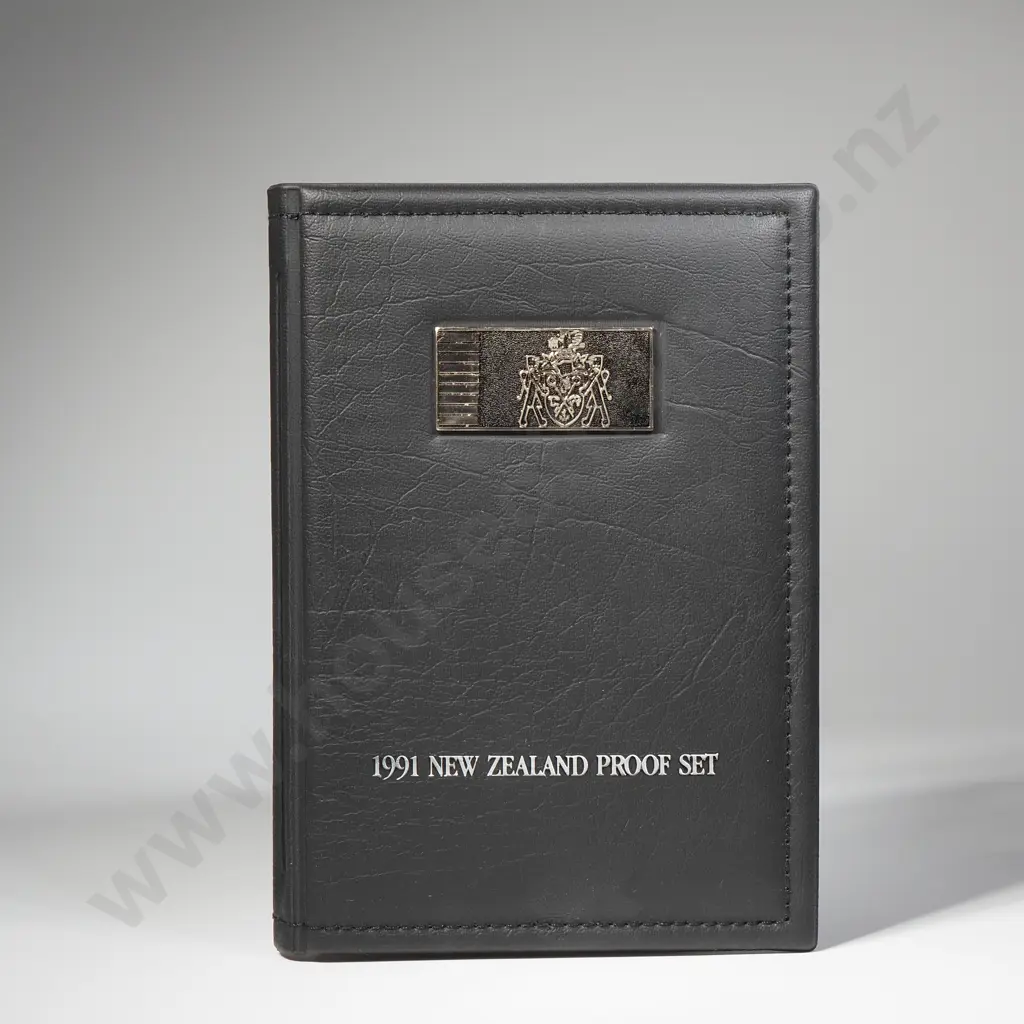 1991 New Zealand Proof Coin Set w Silver Five Dollar Coin Image 1++