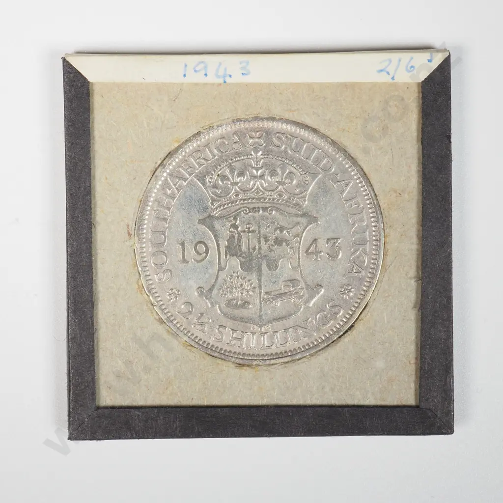 1943 South Africa 2 1/2 Shilling Silver Coin  Image 1++
