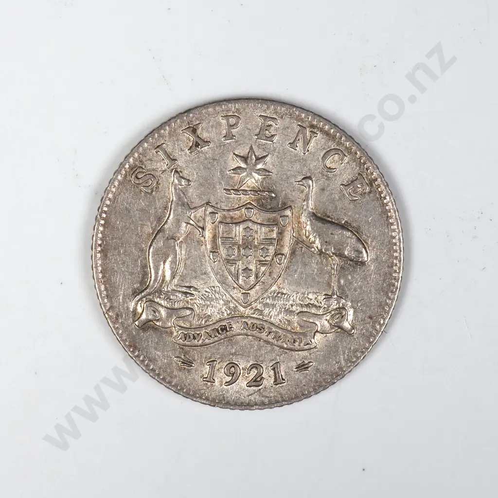 1921 Australia Sixpence EF+ Image 1++