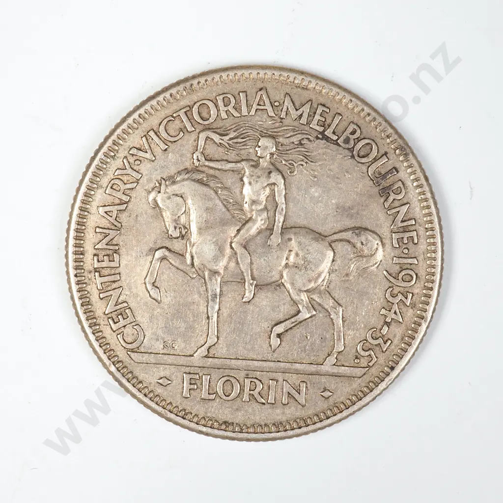 1934-35 Melbourne Centenary Florin - VF Image 1++