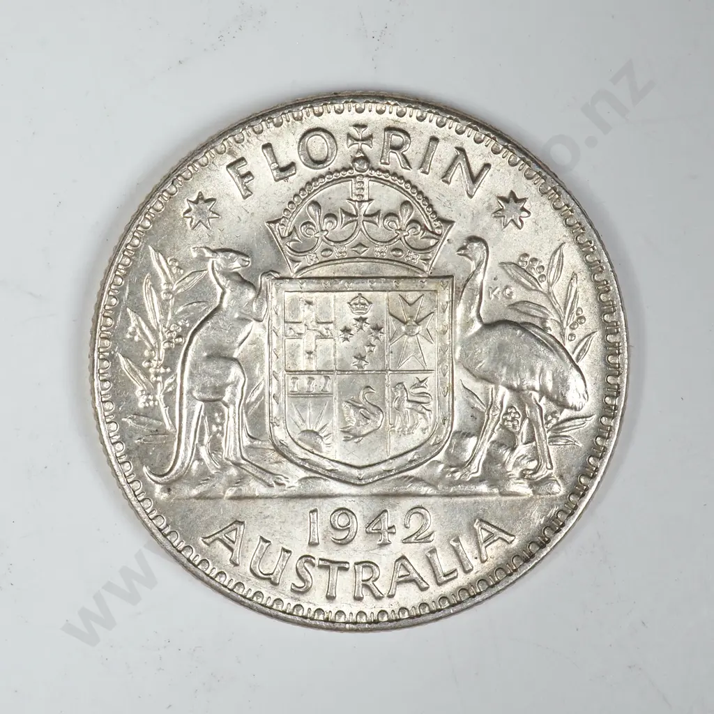 1942 Australia Florin AUNC Image 1++