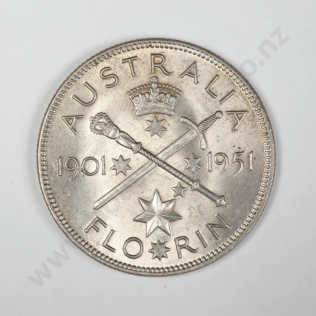 1951 Australia Florin - Better Grade Image 1++