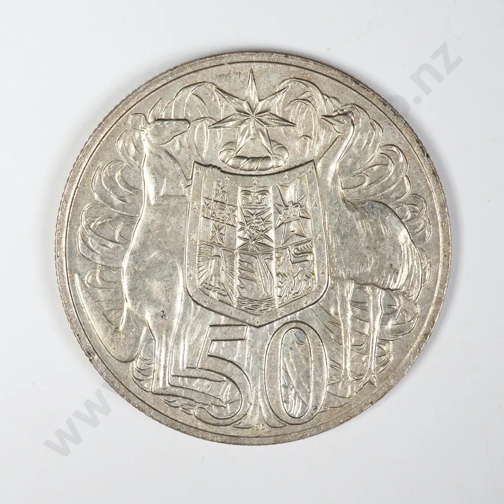 1966 Australia 80% SIlver 50 Cent Coin Image 1++