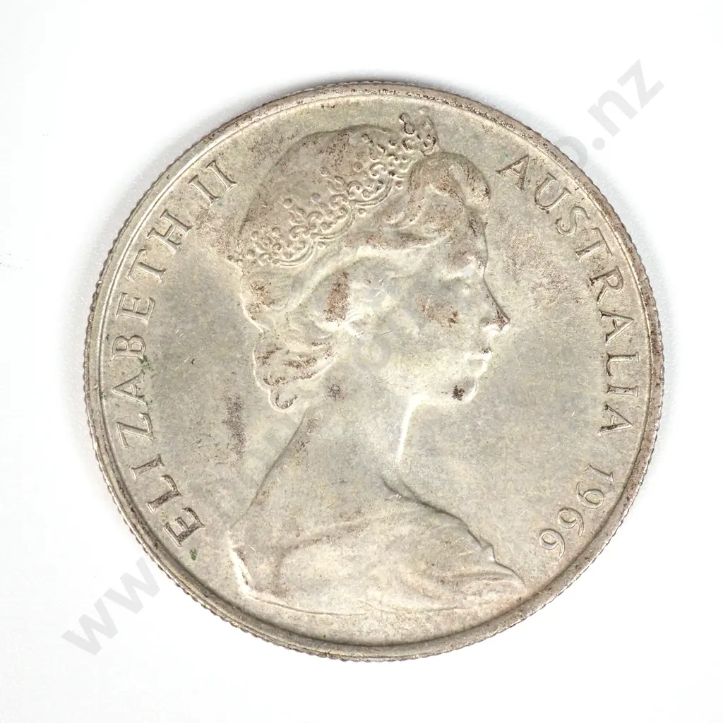 1966 Australia Fifty Cent Silver Coin Image 1++