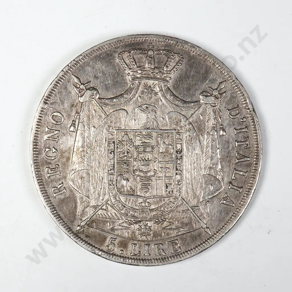 1812 M Napoleonic Kingdom of Italy 5 Lire Image 1++