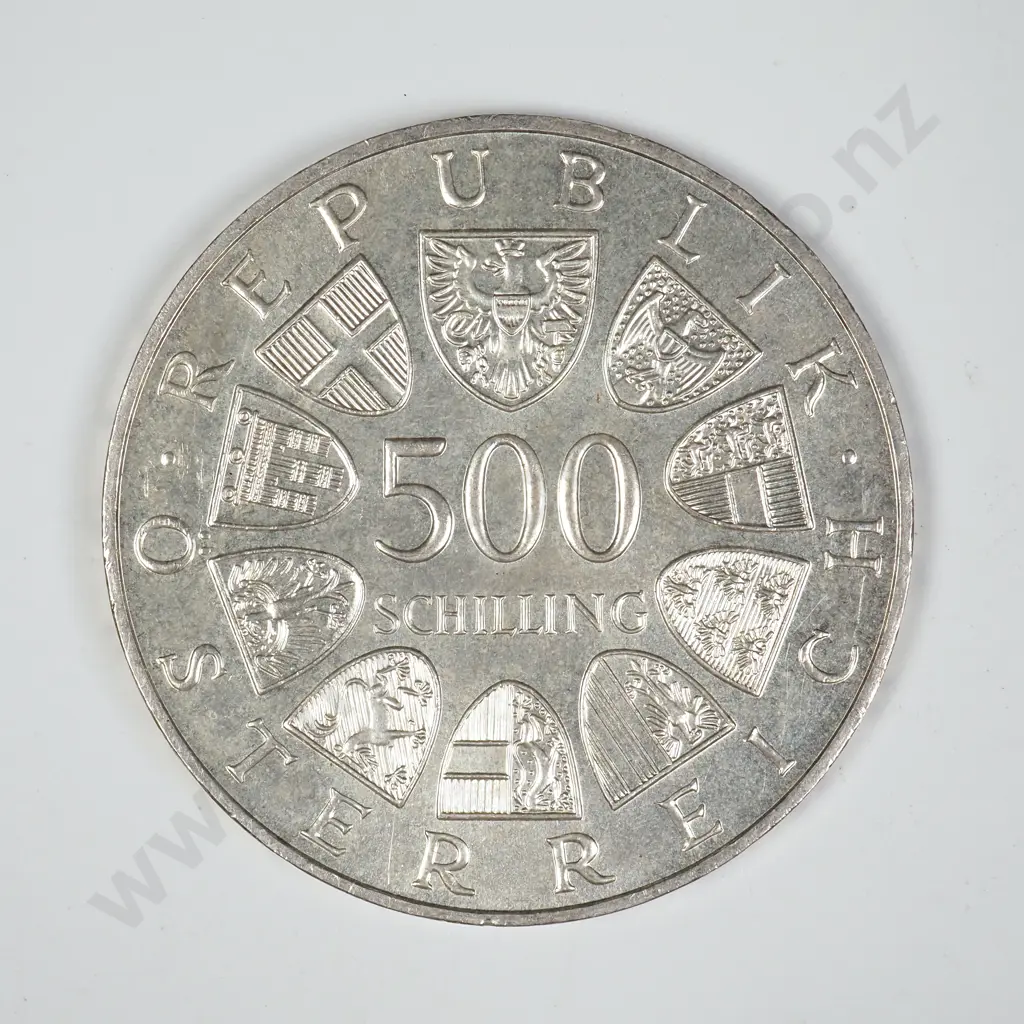 1985 Austria 500 Schilling Coin  - Sterling Silver Image 1++