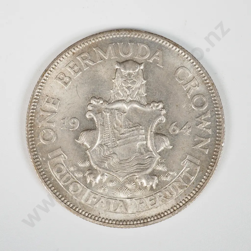 1964 Bermuda Crown - 50% Silver 22.62 Grams Image 1++