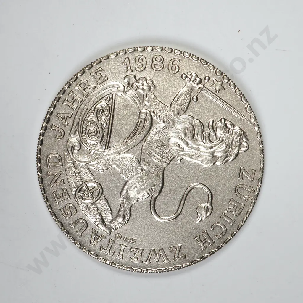 1986 Swiss Sterling Silver Coin Image 1++