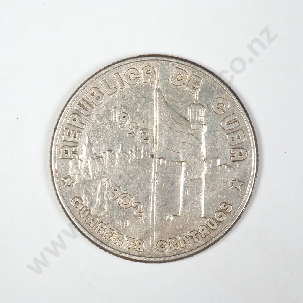 1952 Cuba 40 Centavos - Silver Coin Image 1++