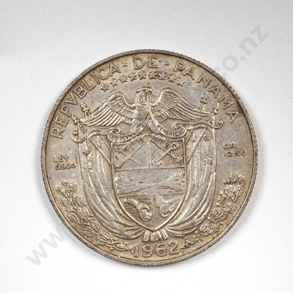 1962 Panama Half Balboa 90% Silver Coin Image 1++