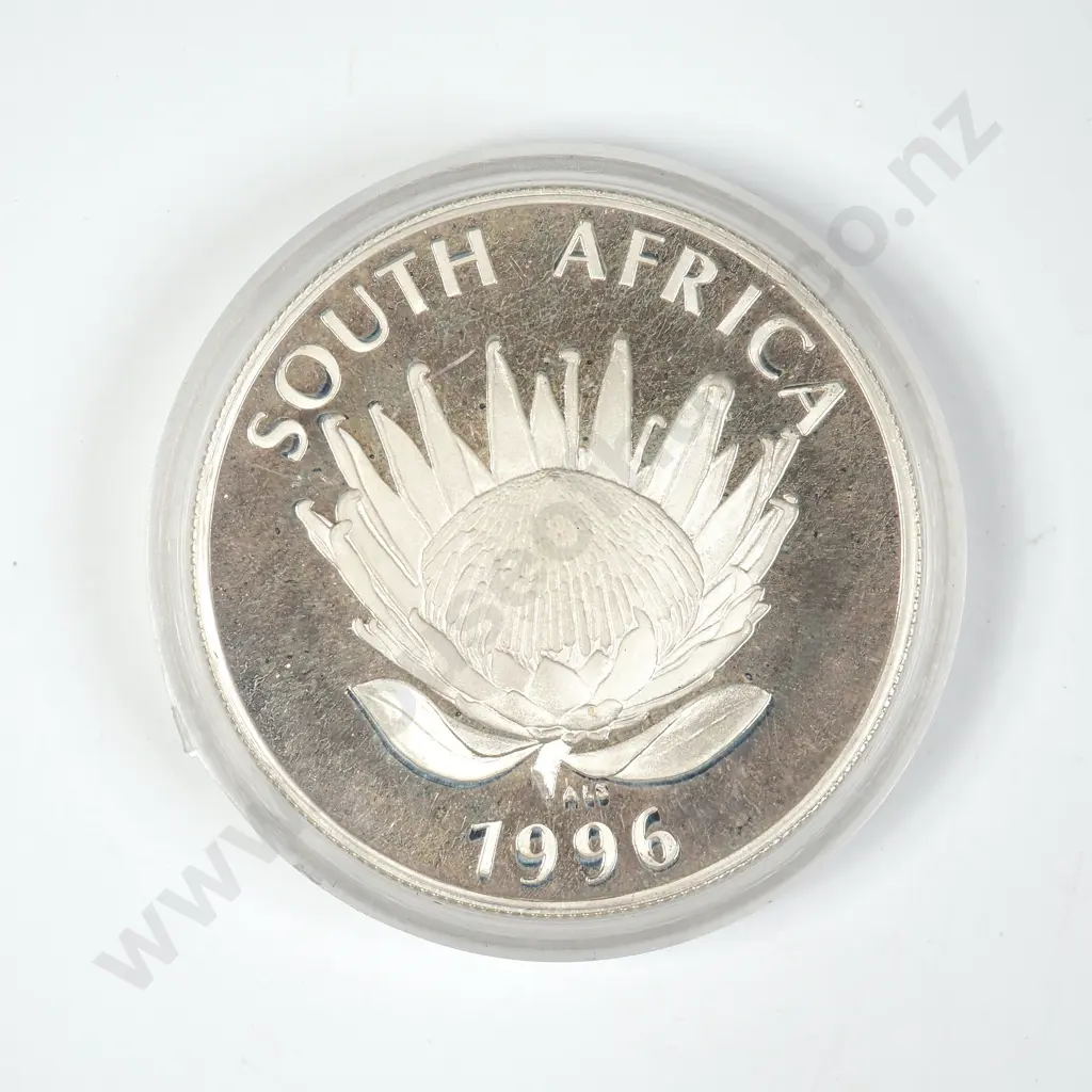 1996 South Africa Protea One Rand Silver Proof Coin Image 1++
