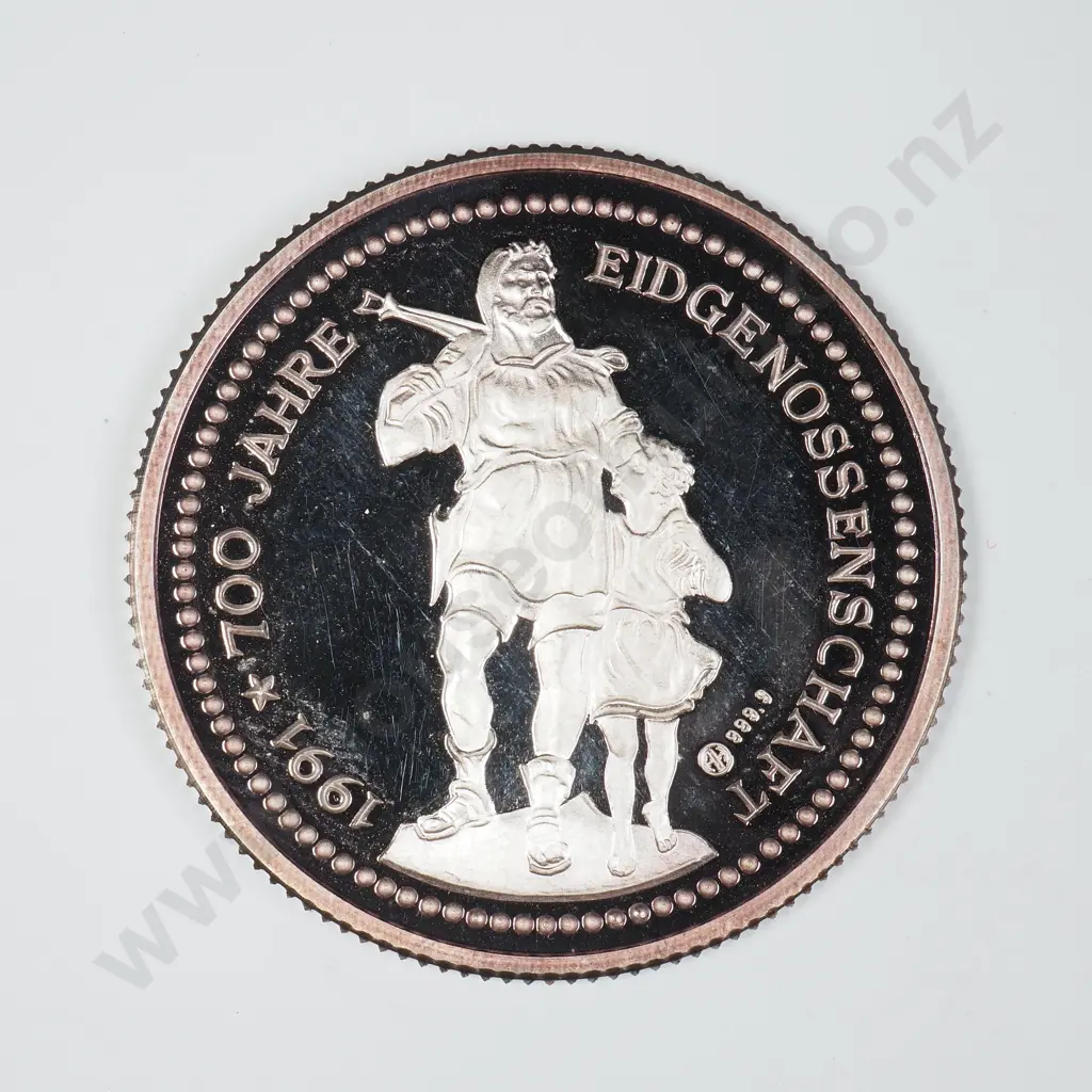 1991 Swiss One Ounce Silver Coin Image 1++