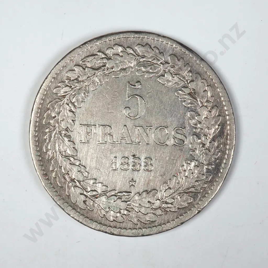 1833 Belgian Five Francs Image 1++