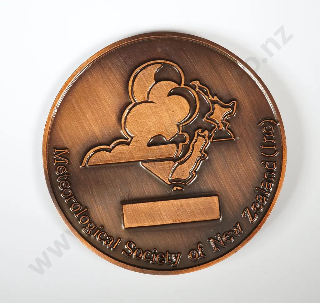 Copper medal “METEOROLOGICAL SOCIETY OF NEW ZEALAND”,  “EDWARD KIDSON  1882-1939”, 59mm, with paperwork Image 1++